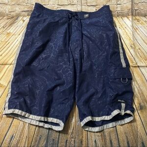 Marlin Navy Blue Floral Print Mesh Brief Lined Swim Trunks